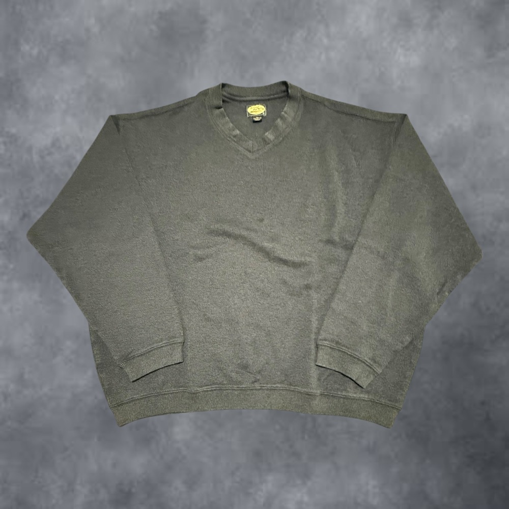 Tommy Bahama Mens XL Gray 100% Cotton V-Neck Knit Sweater Long Sleeve Charcoal